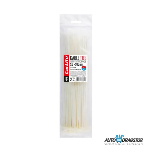 PLASTIČNE VEZICE BELE 300/3.6 100KOM 