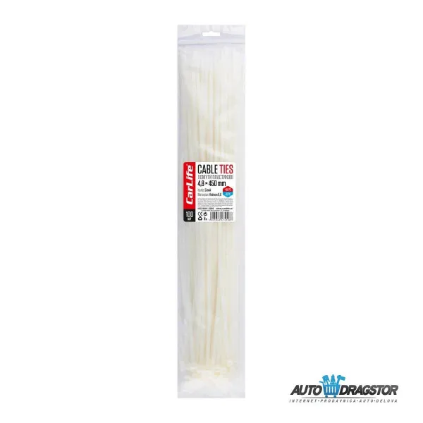 PLASTIČNE VEZICE BELE 450/4.8 100KOM 