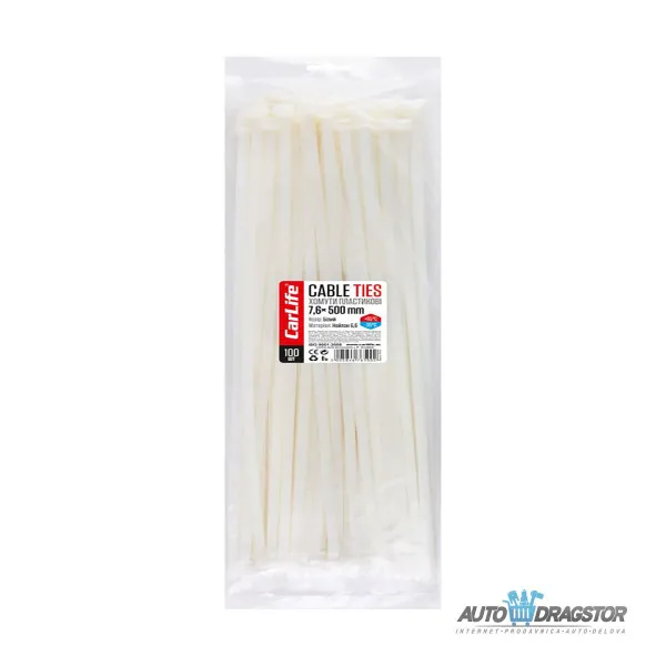 PLASTIČNE VEZICE BELE 500/7.6 100KOM 