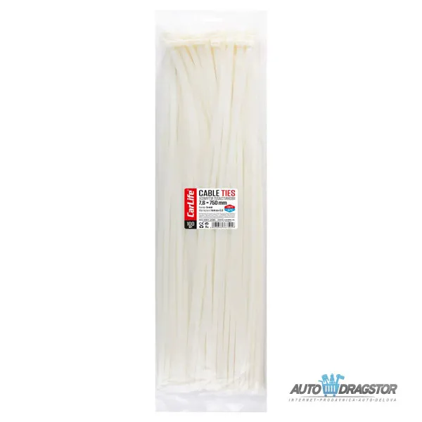 PLASTIČNE VEZICE BELE 750/7.6 100KOM 