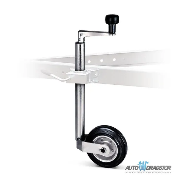 POTPORNI TOČAK ZA PRIKOLICU BEZ OBUJMICE STATIČKO OPTEREĆ. MAX 80KG,ČELIČNA CEV 3.5CM,PRODU. 47.5-72 