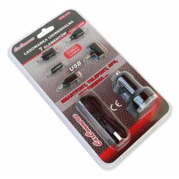 DUPLI USB PUNJAČ ZA KOLA SA 7 ADAPTERA 12/24V 1A+2.1A 