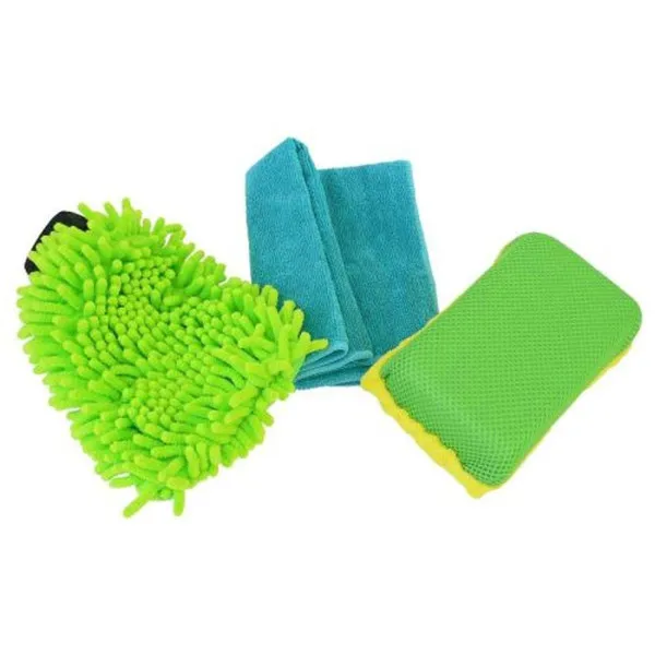 SET ZA ČIŠĆENJE 3u1 MIKROFIBER KRPA 40x40cm+RUKAVICA 23.5x14cm+SUNĐER DVOSTRANI 18x11x5.5cm 