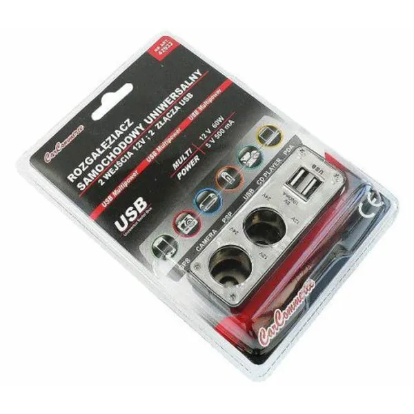 PUNJAČ ZA KOLA SA 2 USB ULAZA I 2 ULAZA ZA UPALJAČ 
