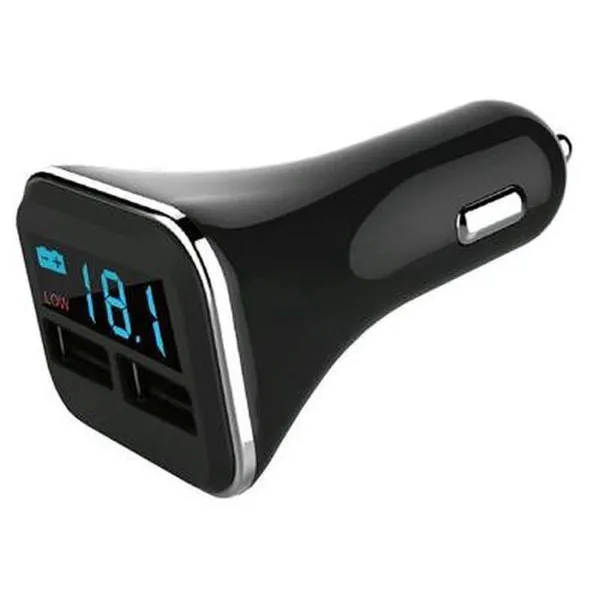 PUNJAC ZA VOZILO SA 2 USB ULAZA 4.2A I DISPLEJOM ZA KONTROLU NAPONA AKUMULATORA 
