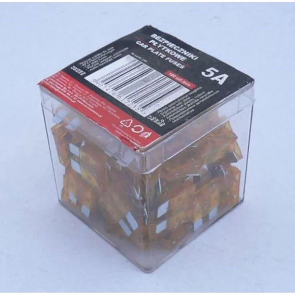 OSIGURAČI 5A 100KOM PLASTIČNA KUTIJA 