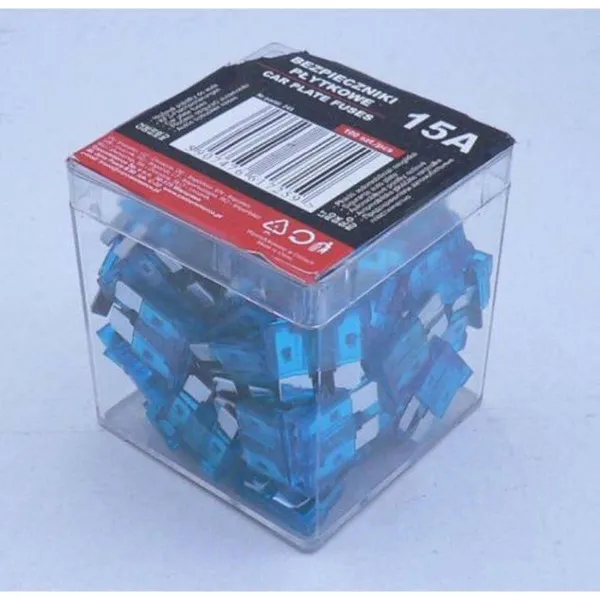 OSIGURAČI 15A 100KOM PLASTIČNA KUTIJA 