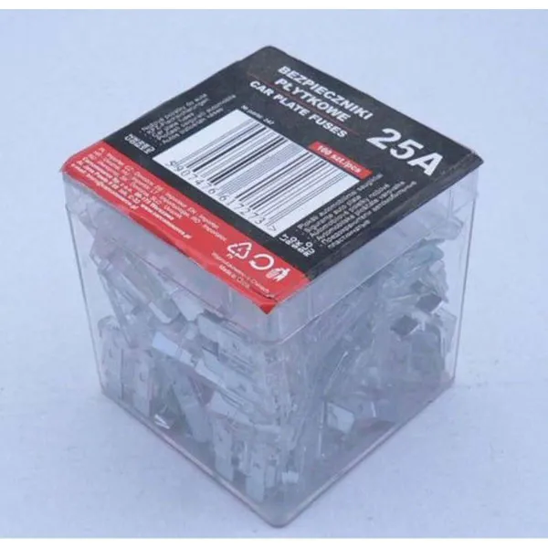 OSIGURAČI 25A 100KOM PLASTIČNA KUTIJA 