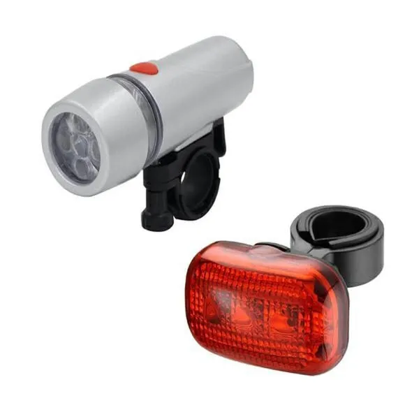 SET SVETALA ZA BICIKL - PREDNJA LAMPICA SREBRNA 5 LED + ZADNJA 3 LED 