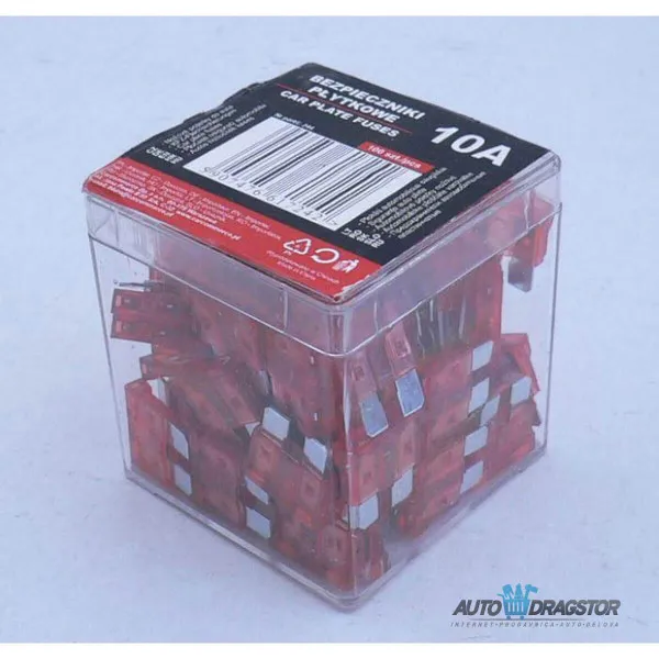 OSIGURAČI 10A 100KOM PLASTIČNA KUTIJA 