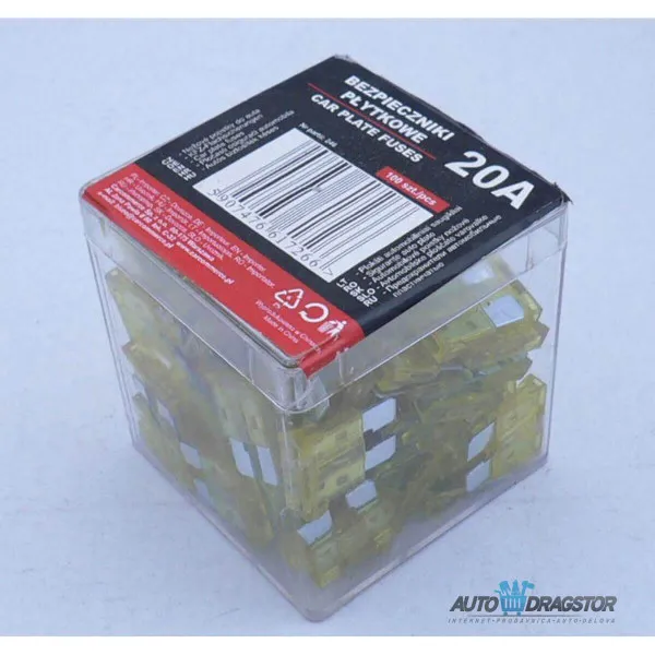 OSIGURACČ 20A 100KOM PLASTIČNA KUTIJA 