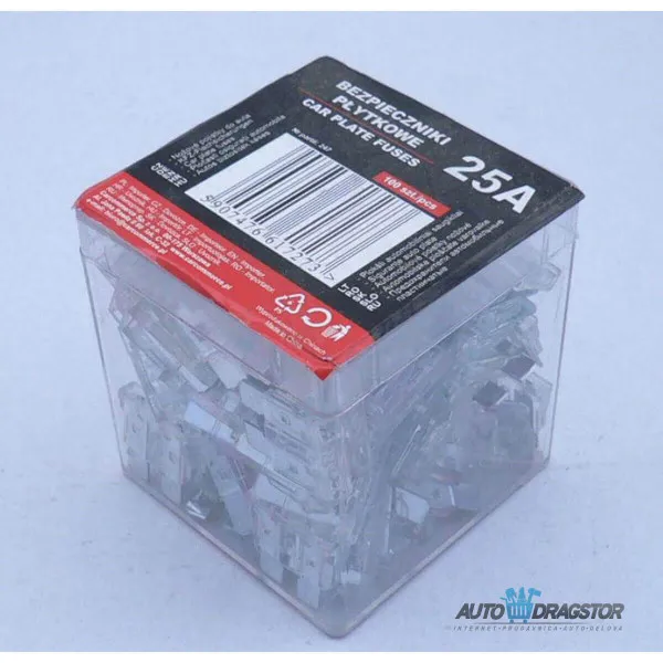 OSIGURAČI 25A 100KOM PLASTIČNA KUTIJA 