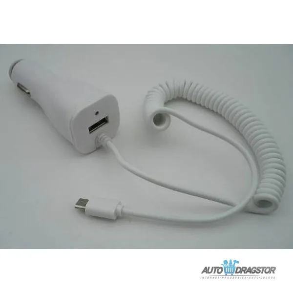 PUNJAČ ZA VOZILO 12/24V, 2,1A  SA MICRO USB ULAZOM 
