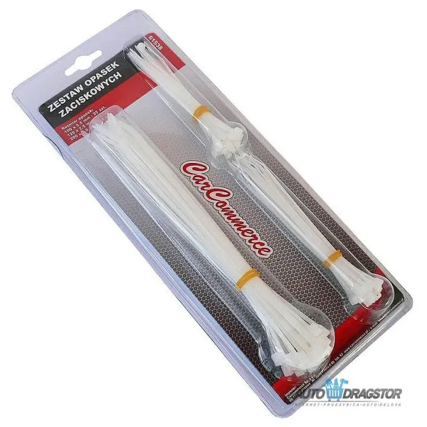 PLASTIČNE VEZICE BELE SET 75KOM (100x2.5MM 25KOM,120x2.5MM 25KOM,200x5.5MM 25KOM) 