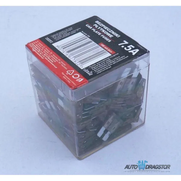 OSIGURAČI 7.5A 100KOM PLASTIČNA KUTIJA 