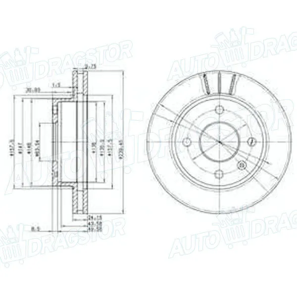 Kočioni diskovi FORD ESCORT III (GAA/AWA/AFD), 80-86; ESCORT IV (GAF/AWF/ABFT/AFF), 86-90; ORION (GAF/ALF/AFF), 83-86; ORION, 86-90; SIERRA (GBC/BNC), 82-87; S 