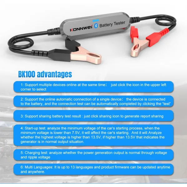AKUMULATOR TESTER ZA VOZILA I MOTORE BLUETOOTH 