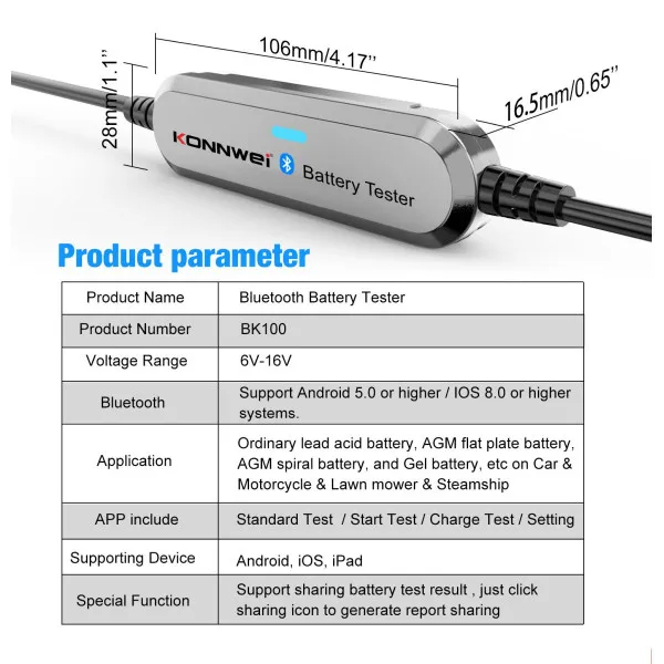 AKUMULATOR TESTER ZA VOZILA I MOTORE BLUETOOTH 