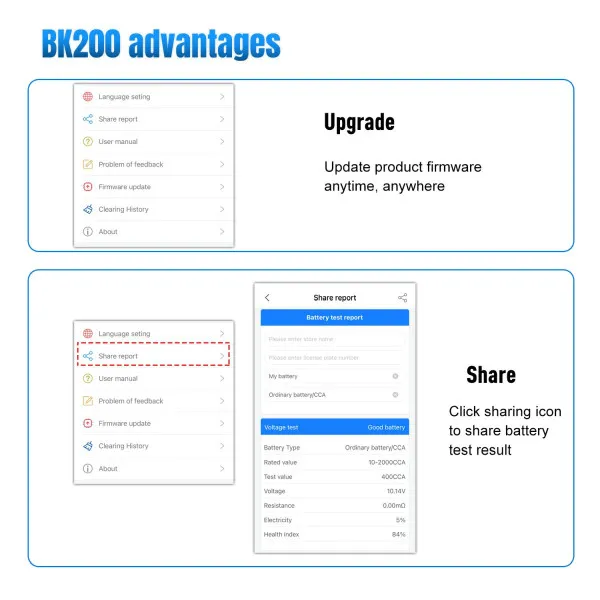 AKUMULATOR TESTER ZA VOZILA I MOTORE 6/12/24V BLUETOOTH 