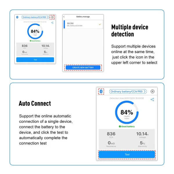 AKUMULATOR TESTER ZA VOZILA I MOTORE 6/12/24V BLUETOOTH 