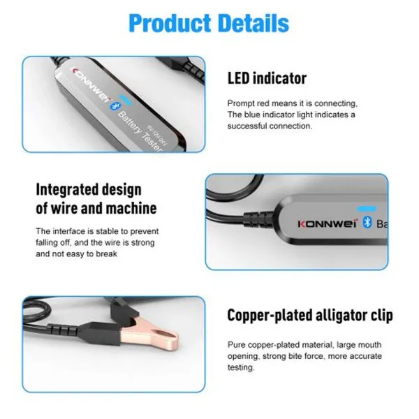 AKUMULATOR TESTER ZA VOZILA I MOTORE 6/12/24V BLUETOOTH 