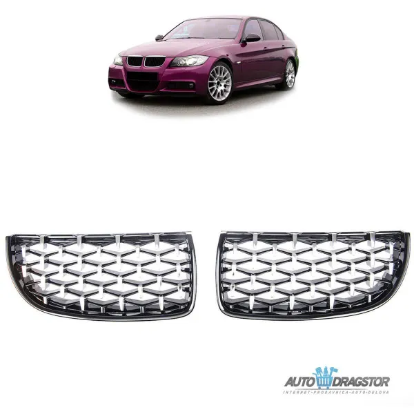 BMW 3 (E90) Sedan (E91) Touring 2005-2008 MASKA DIAMOND HROM CRNA SET 2 KOM 