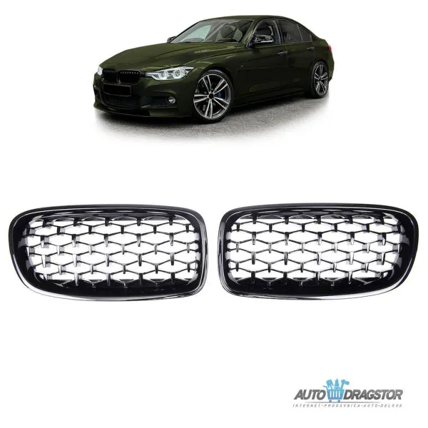 BMW 3 (F30) Sedan (F31) Touring 2011-2019 MASKA DIAMOND CRNA SET 2 KOM 