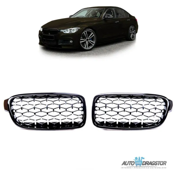 BMW 3 (F30) Sedan (F31) Touring 2011-2019 MASKA DIAMOND HROM CRNA SET 2 KOM 