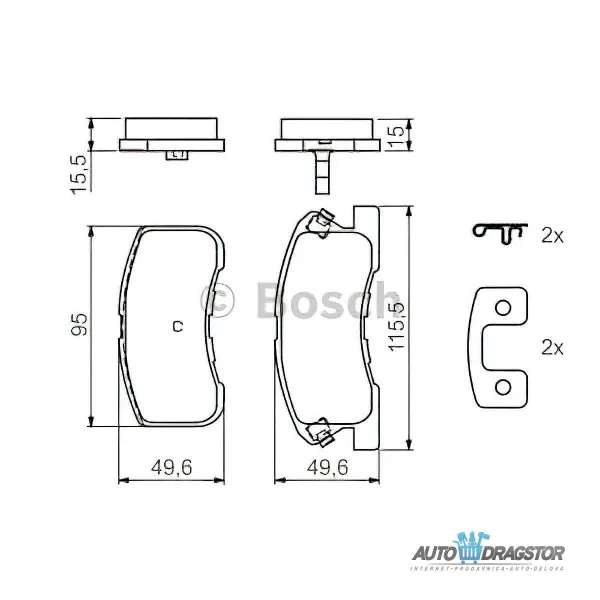 Kočione pločice DAIHATSU MOVE (L6/L9), 96-00; SIRION (M1), 98-05; YRV (M2), 00-06; 