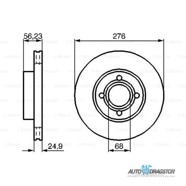 Kočioni diskovi AUDI 80 (B4; 8C; 8G), 91-00; 90 (B3; 89/8A/8B), 87-91; 