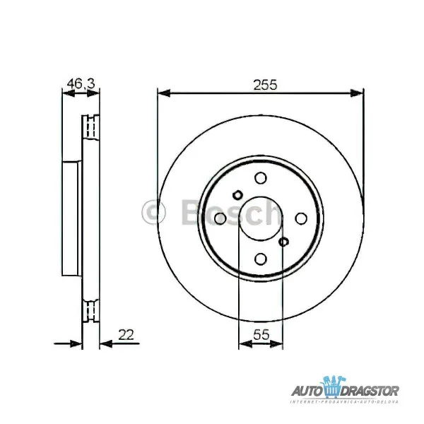 Kočioni diskovi TOYOTA IQ (AJ1), 09-; YARIS (XP130), 11-; YARIS (XP90), 06-11; 