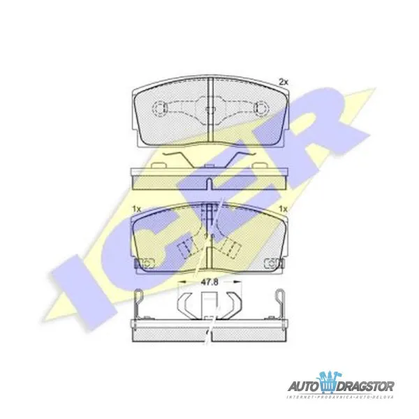 Kočione pločice DAIHATSU APPLAUSE (A101), 97-00; APPLAUSE (A101,A111), 88-97; CHARADE (G100/101/G102), 87-94; 