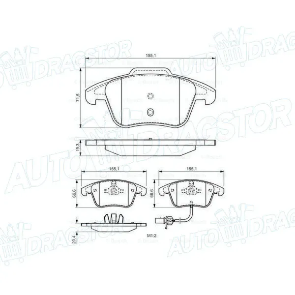 Kočione pločice AUDI A4 (B8/8K), 07-16; A5 (B8/8T/F), 07-16; 