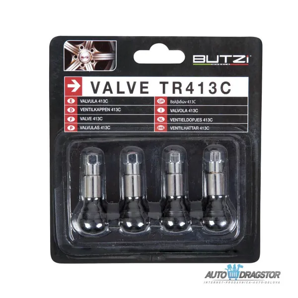 TUBELES VENTIL TR413C HROM SA KAPICOM SET 4KOM 