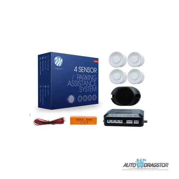 PARKING SENZOR ZADNJI,4KOM,ZVUČNI SIGNAL,BELA BOJA (12V,18mm,OPCIJA FARBANJA) 