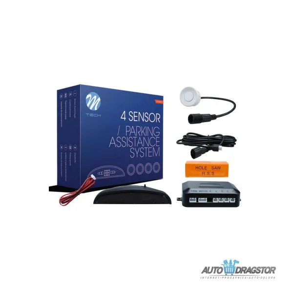 PARKING SENZOR ZADNJI,4KOM,DISPLEJ/ZVUČNI SIGNAL,BELA BOJA (12V,21.5mm,OPCIJA FARBANJA) 