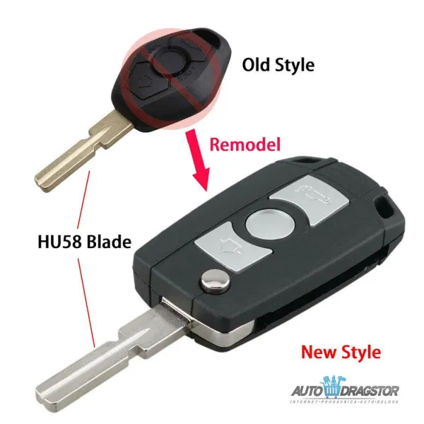 KUĆIŠTE OKLOP KLJUČA 2 dugmeta HU58 ZA BMW MODIFIKACIJA 