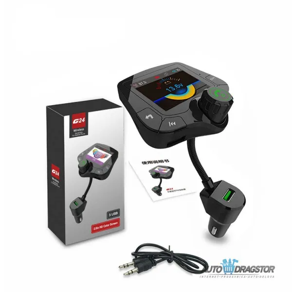 FM PREDAJNIK (TRANSMITER), 2 USB ULAZA,PUNJAČ ZA BRZO PUNJENJE, BLUETOOTH 5.0,MP3/WMA/WAV 