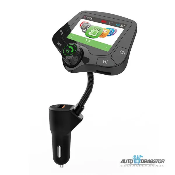 FM PREDAJNIK (TRANSMITER), 2 USB ULAZA,PUNJAČ ZA BRZO PUNJENJE, BLUETOOTH 5.0,MP3/WMA/WAV 
