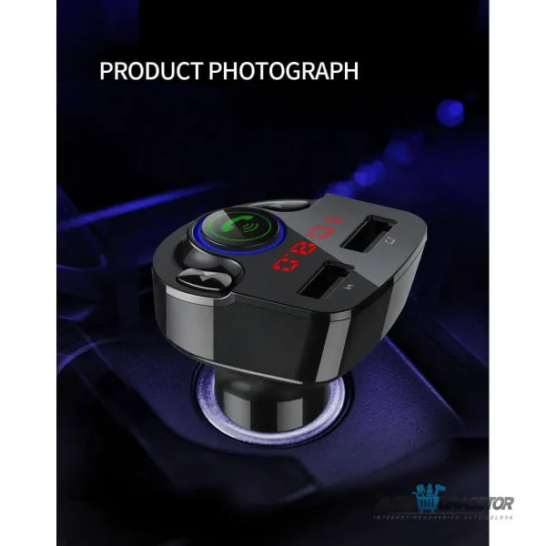 FM PREDAJNIK (TRANSMITER), USB PUNJAČ, 2 USB ULAZA, BLUETOTH 5.0, MP3/WMA 