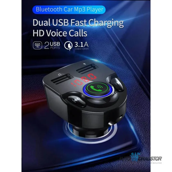 FM PREDAJNIK (TRANSMITER), USB PUNJAČ, 2 USB ULAZA, BLUETOTH 5.0, MP3/WMA 