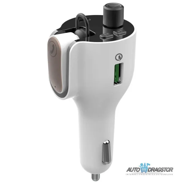 FM PREDAJNIK (TRANSMITER), USB PUNJAČ, 2 USB ULAZA (QC3.0/TIP C), SLUŠALICE, BLUETOOTH 5.0, MP3/WMA 