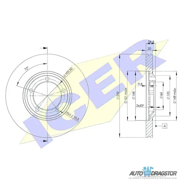 Kočioni diskovi HYUNDAI H-100 (P), 93-96; H-100, 97-00; 