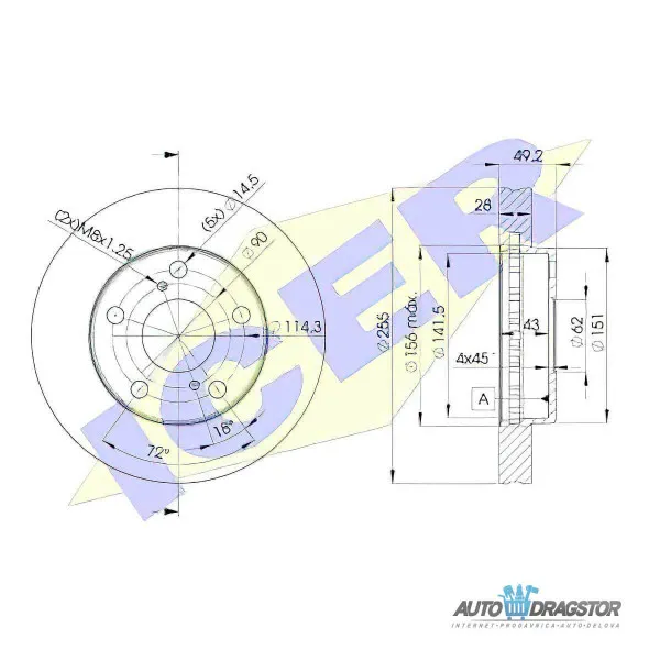 Kočioni diskovi TOYOTA CAMRY (SXV10/VCV10), 91-96; PICNIC (XM10), 96-01; 