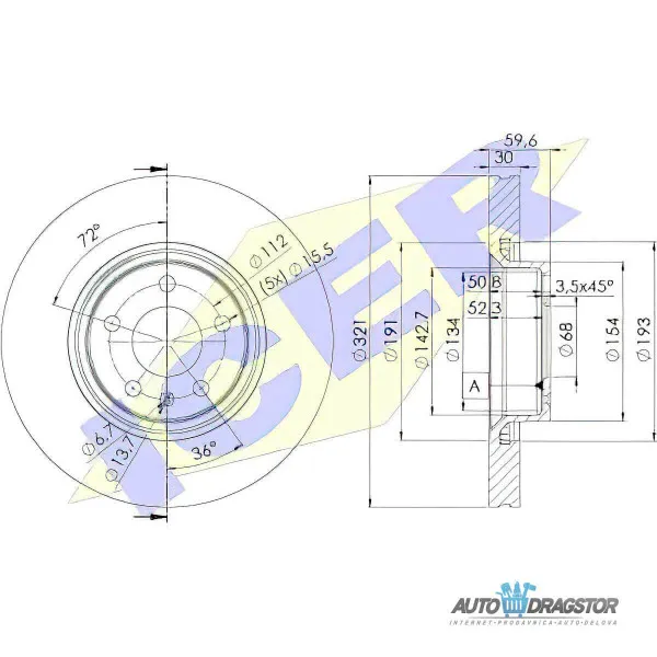 Kočioni diskovi AUDI A6 /ALLROAD(C6/4F), 04-10; A8 (D3/4E), 03-10; 