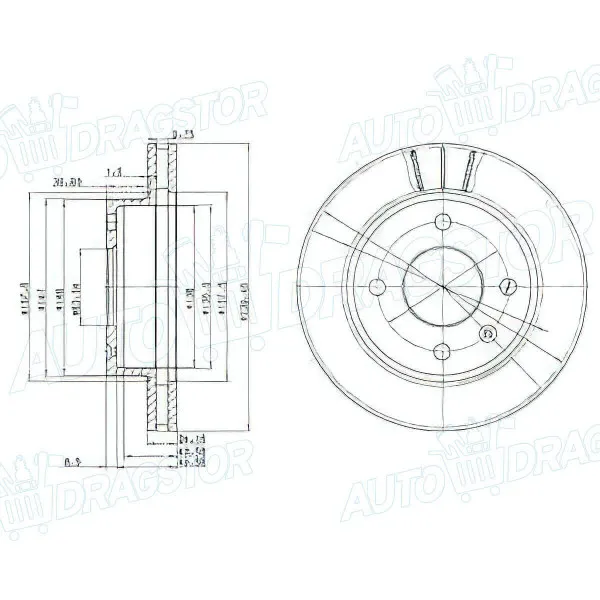Kočioni diskovi FORD ESCORT III (GAA/AWA/AFD), 80-86; ESCORT IV (GAF/AWF/ABFT/AFF), 86-90; ESCORT V/VI (GAL/ALL/AVL), 90-95; ORION (GAF/ALF/AFF), 83-86; ORION, 