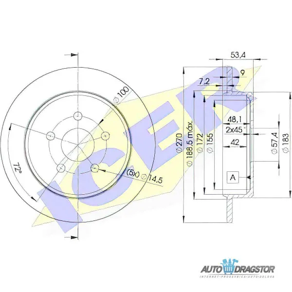 Kočioni diskovi CHRYSLER NEON (PL), 94-06; PT CRUISER (PT), 00-10; SEBRING (JR), 00-07; 