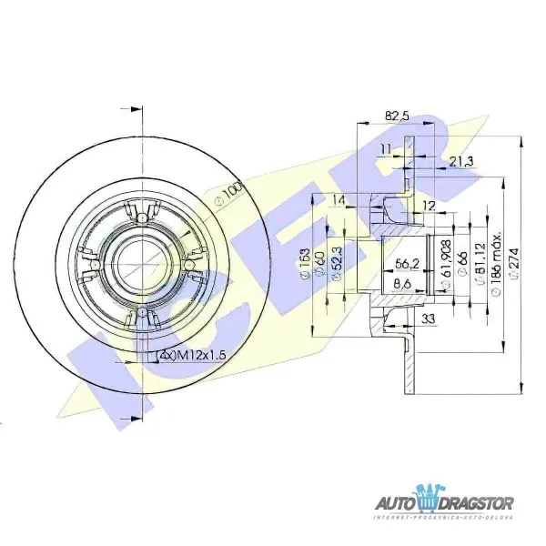 Kočioni diskovi RENAULT MEGANE I (A), 95-02; MEGANE SCENIC (JA0/1), 96-99; SCENIC I (JA), 99-03; 