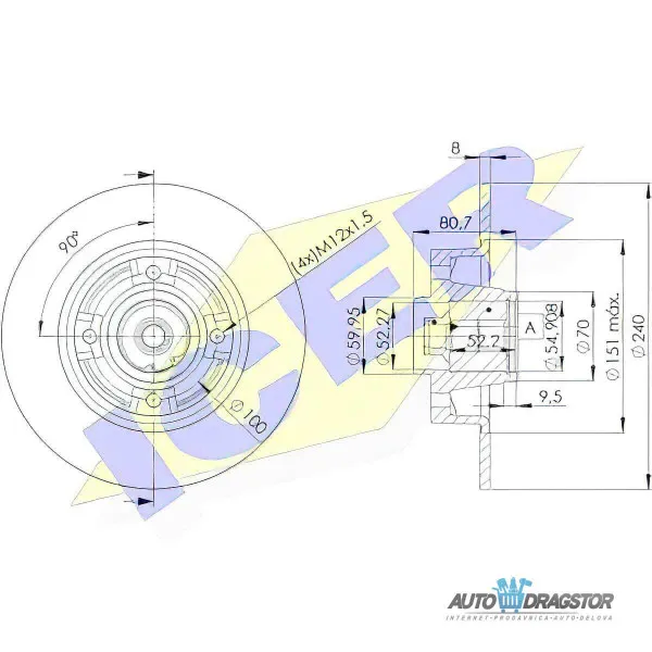Kočioni diskovi RENAULT CLIO III (R0/1), 05-14; MEGANE II (M), 02-08; MODUS (F/JP0), 04-12; TWINGO (N), 07-14; WIND, 10-; 