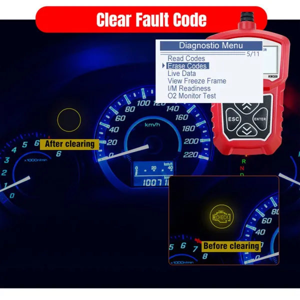 UNIVERZALNI OBD2 DIJAGNOSTIČKI SKENER ZA VOZILA NA 12V 
